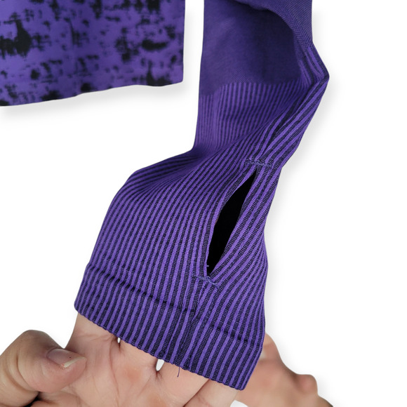 Z by Zella Long Sleeve Stretch Crop Activewear Purple/Black Women Sz L - Picture 4 of 11